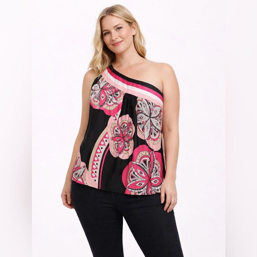 🩷NWOT! bebe One Shoulder 100% Silk Top